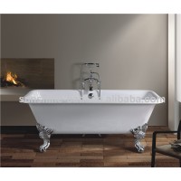 Hot clawfoot tub , freestanding cast iron bathtub , square bathtub