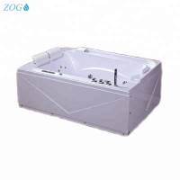 Big size 1200mm width double person whirlpool bathtubs with white headrest